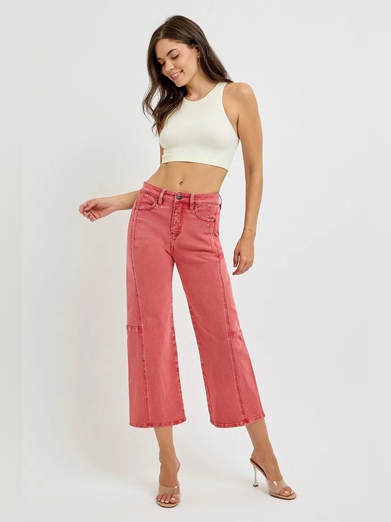 iris Denim - NWT Risen Cropped Wide Leg Barrel Jeans High Rise